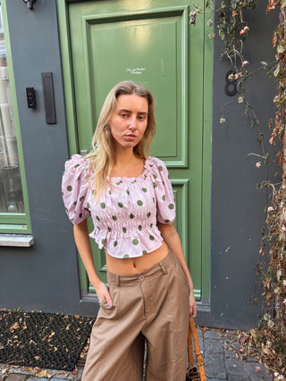 Bowie Top Polka Dot Pink