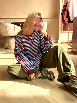 Millie Sweater Stripes Bordeaux Blue