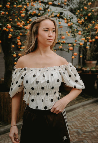Bowie Top Polka Dot White
