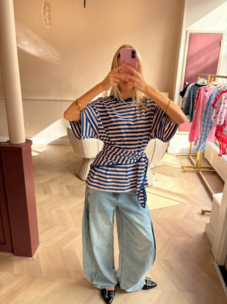 Dolly Top With Scarf Blue