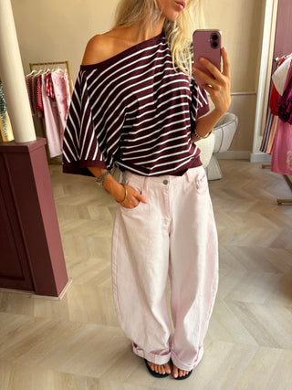Isae Tee Stripes Bordeaux