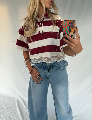 Frances Lace Top Red