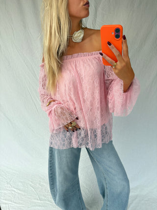 Ava Lace Top Pink