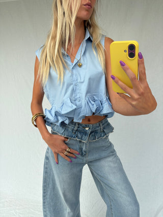 Fresca Ruffle Top Blue