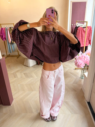 Cleo Blouse Bordeaux Stripes