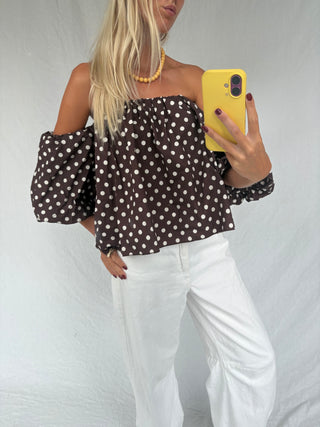Dot On Point Top Brown
