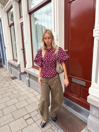 Midnight Dot Top Bordeaux