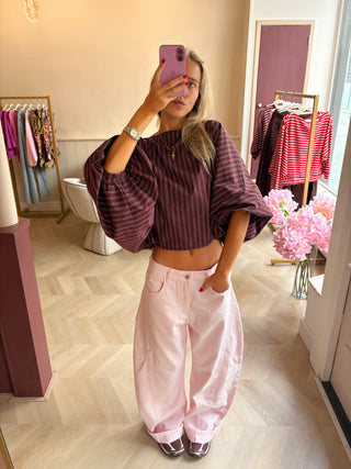 Cleo Blouse Bordeaux Stripes
