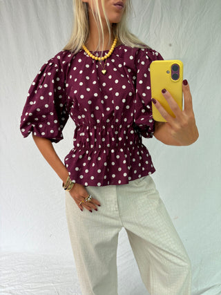 Midnight Dot Top Bordeaux