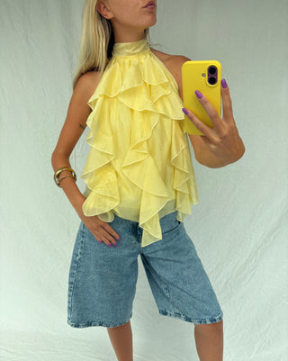 Hazel Ruffle Top Butter Yellow