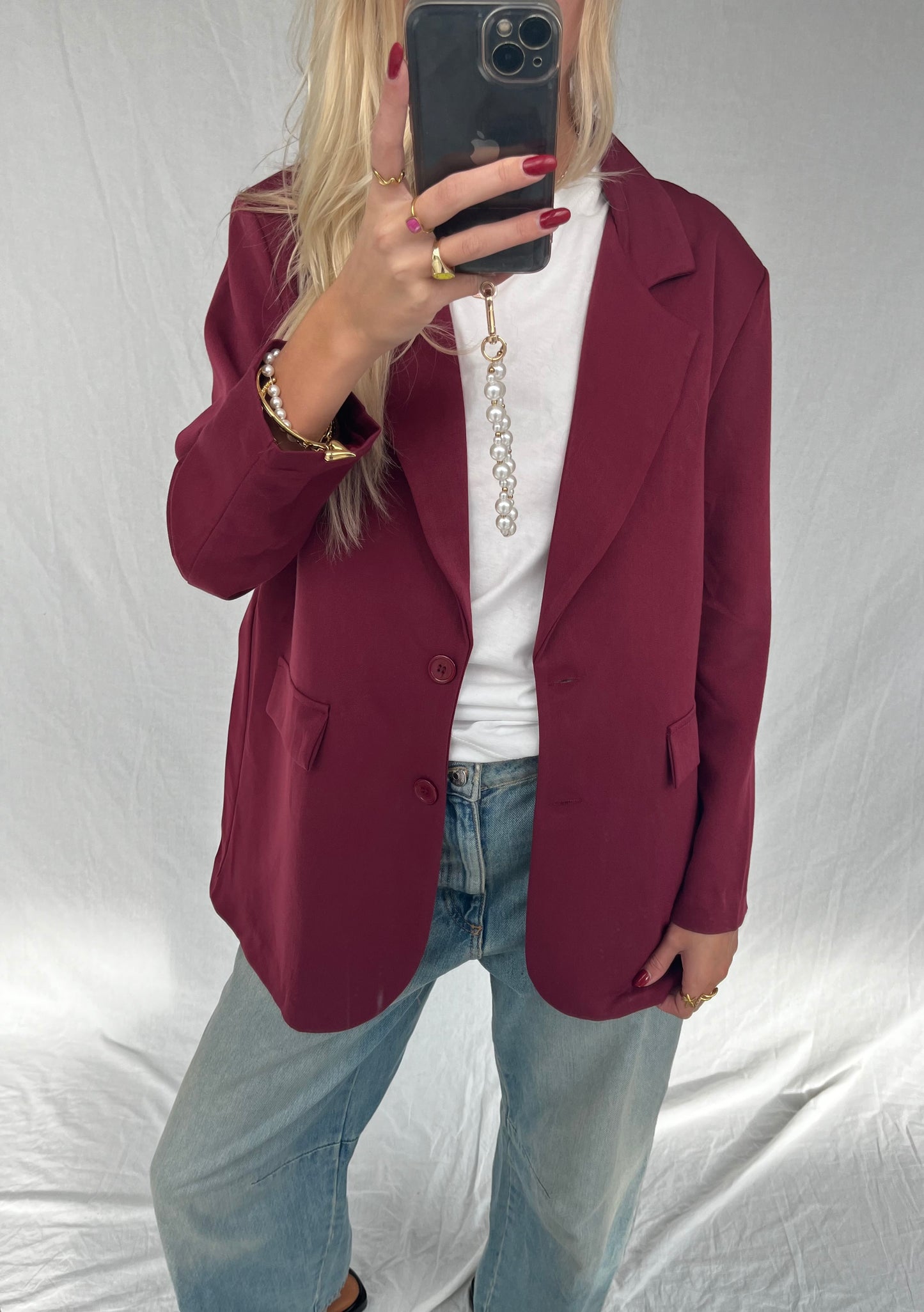 Burgundy Blazer Met Split