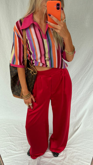 Mery Satin Pants Red