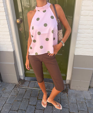 Mila Halter Top Pink Green