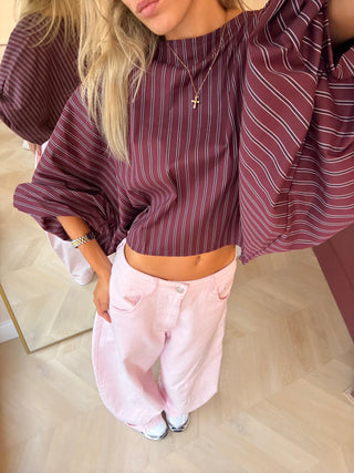 Cleo Blouse Bordeaux Stripes