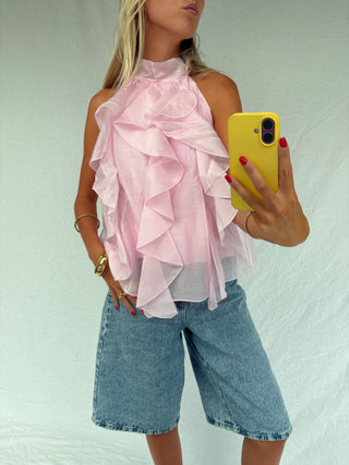 Hazel Ruffle Top Pink