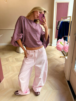 Cleo Blouse Pink Gingham