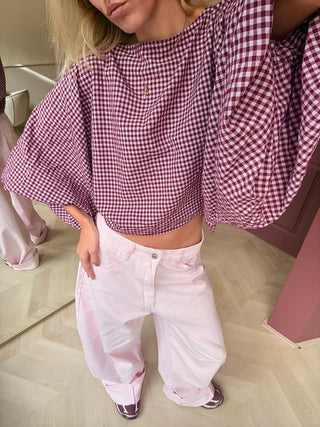 Cleo Blouse Pink Gingham